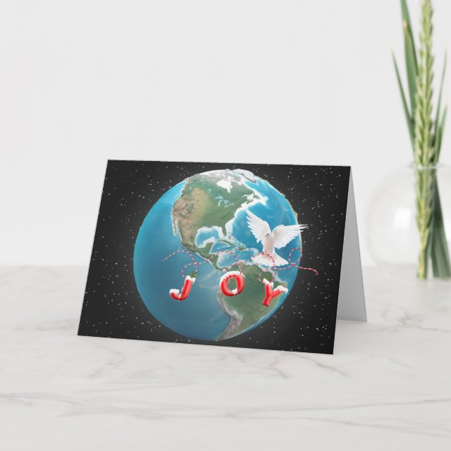 Carte JOIE DE Noël avec White Dove sur Globe (Devant)
