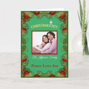 Carte Joie de Noël Paix Amour Famille Photo Personnalisé