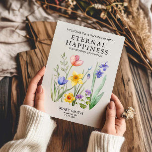 Carte Joie Éternelle Baptême JW avec Fleurs de Printemps