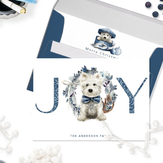Carte JOIE, Serre De Vacances Avec Mignonne Chiot, Noël (Créateur téléchargé)