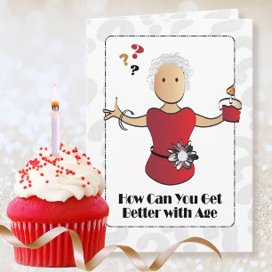 Carte Joli 80e Anniversaire Femme Ethnique Dessin Animé 