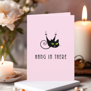 Carte Joli accrocher là-dedans accroché noir chat yeux v