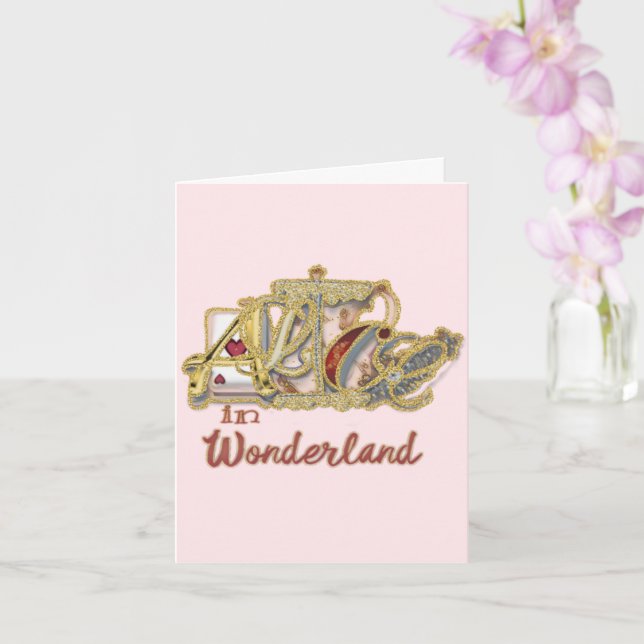 Carte Joli Alice rose dans le pays des merveilles blanc (Orchidée)