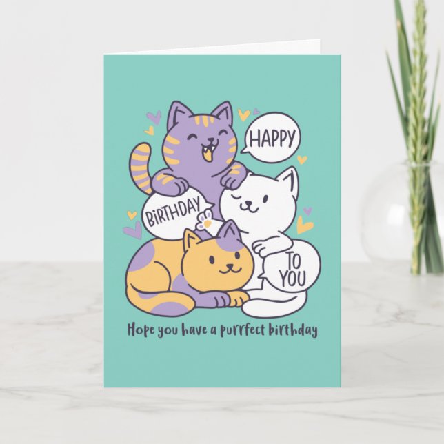 Carte Joli Amoureux des chats Purrfect Joyeux Anniversai (Devant)