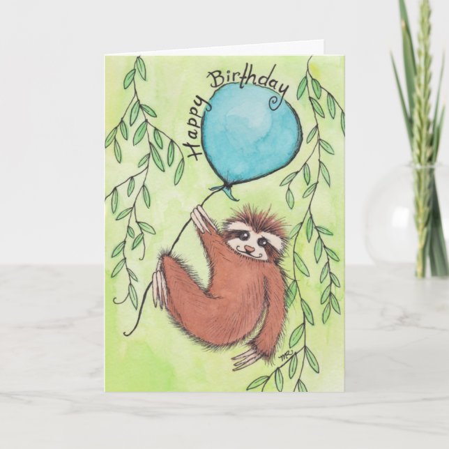 Carte Joli Anniversaire à Sloth (Devant)