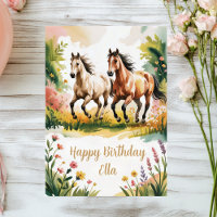 Joli Anniversaire Cheval Aquarelle Personnalisé