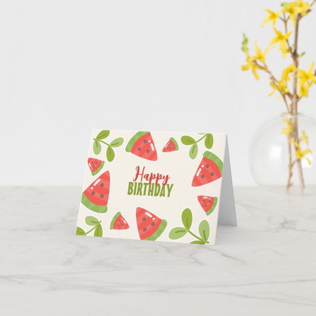 Carte Joli anniversaire de pastèque (Fleur jaune)