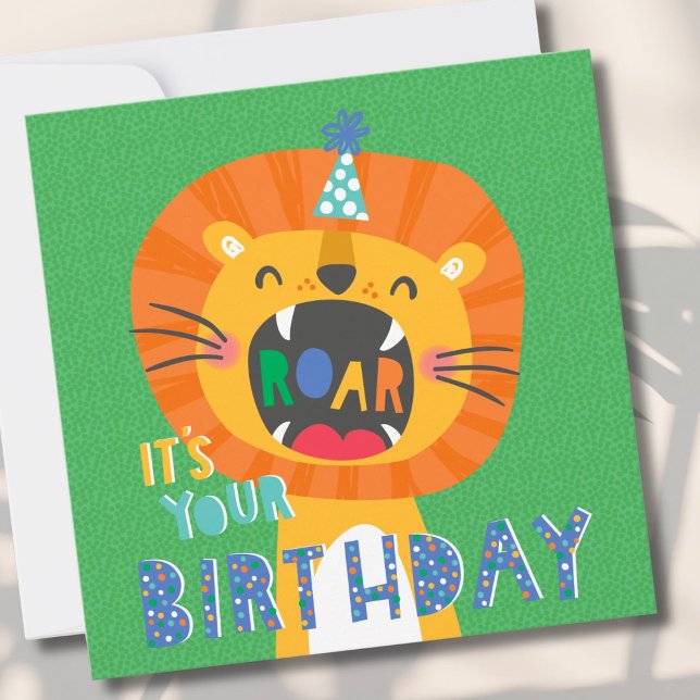 Carte Joli Anniversaire Lion enfants (Créateur téléchargé)