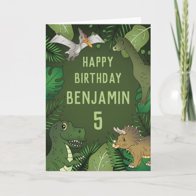 Carte Joli anniversaire pour les dinosaures des enfants  (Devant)