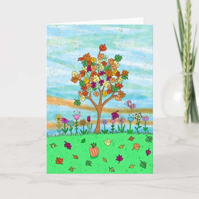 Carte Joli arbre d'automne | Feuilles automnales (Devant)