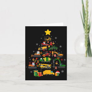 Carte Joli arbre de Noël Santa Hat Construction Excavat