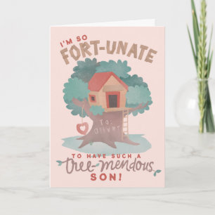 Carte Joli arbre Fort Punny voeux d'anniversaire pour fi