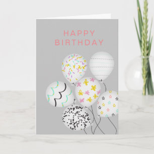 Carte joli ballon fête joyeux anniversaire plié
