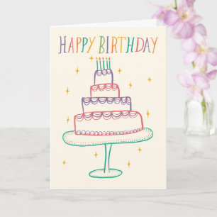Carte Joli bijou d'anniversaire coloré Croquis Doodle