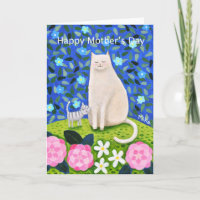 Joli blanc Chat Floral Fête des Mères Salutation