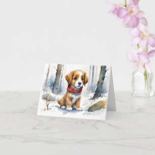 Carte Joli blanc chiot rouge pépite blanc Brown salutati