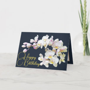 Carte Joli Blanc Orchidées Marine Contexte Joyeux Annive