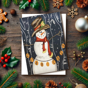 Carte Joli Bonhomme de Neige Cosy Inspiration de Noël