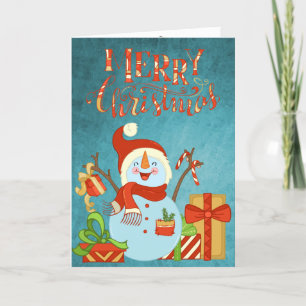 Carte Joli bonhomme de neige Joyeux Noël