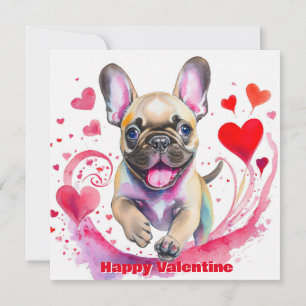 Carte Joli Bouledogue Français Saint-Valentin