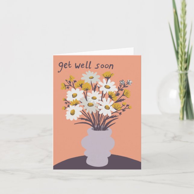 Carte Joli Bouquet Daisy CUSTOM Se Bien Bientôt (Devant)