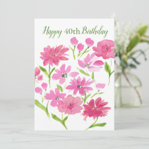 Carte Joli Bouquet Floral Aquarelle Rose