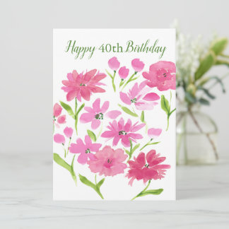 Carte Joli Bouquet Floral Aquarelle Rose