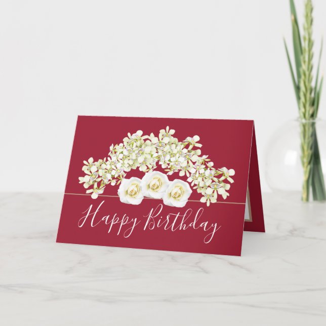 Carte Joli Bouquet Floral Fleur Orchidée Blanche Anniver (Devant)