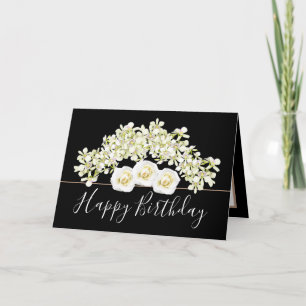 Carte Joli Bouquet Floral Fleur Orchidée Blanche Anniver