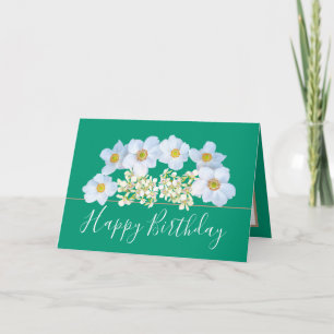 Carte Joli Bouquet Floral Fleur Orchidée Blanche Anniver