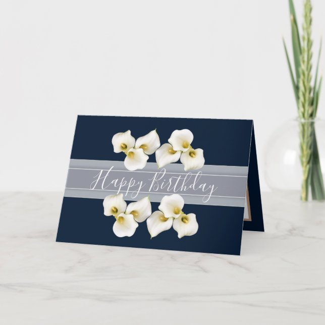 Carte Joli bouquet floral Lilies Flower Navy Anniversair (Devant)
