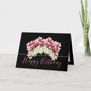 Carte Joli Bouquet Floral Orchidée Couronne Fleur Annive