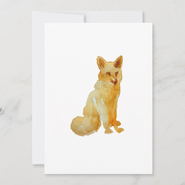 Carte Joli brun orange peint à la main aquarelle renard (Devant)
