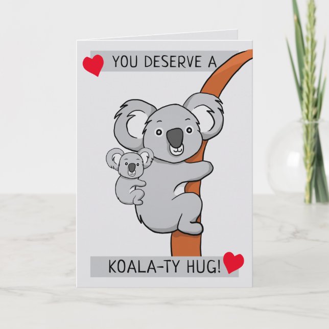 Carte Joli Câlin de Koala pour une Salutation (Devant)
