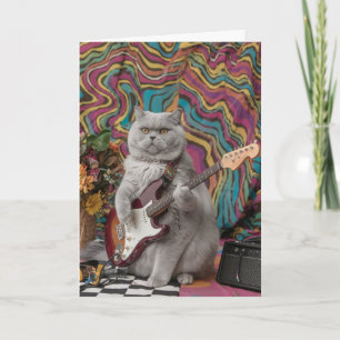 Carte Joli chat British Shorthair rockeur
