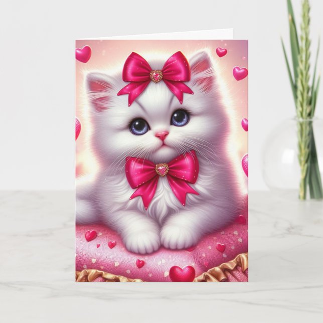 Carte Joli Chat de la Saint-Valentin (Devant)