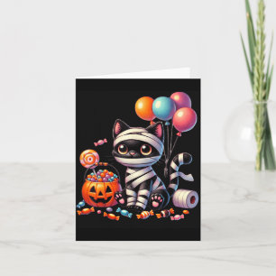 Carte Joli chat noir Halloween citrouille friandise ou f