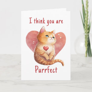 Carte Joli chat rouge pun d'amour drôle Saint-Valentin