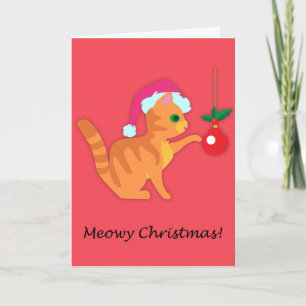 Carte Joli Chat Roux Noël