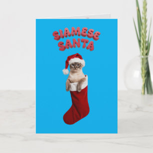 Carte Joli chat siamois Noël vacances