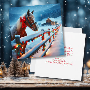 Carte Joli Cheval Brown avec Bow Noël Personnalisé