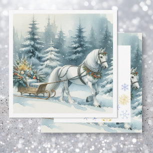 Carte Joli Cheval d'hiver et un Sleigh de Noël