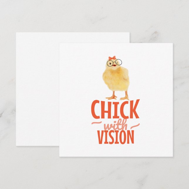 Carte Joli Chick Avec Lunettes - Chick Avec Vision (Devant / Derrière)