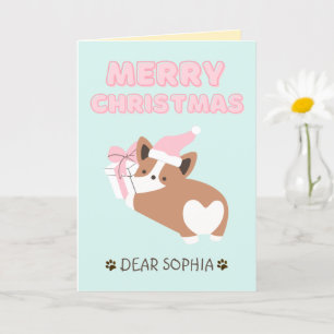 Carte Joli Chien dans un Chapeau&Cadeau Joyeux Noël Past