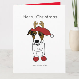 Carte Joli chien Jack Russell Terrier Noël Santa