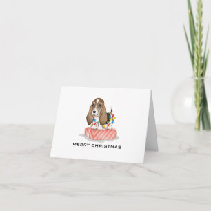 Carte Joli chiot avec lumières de Noël