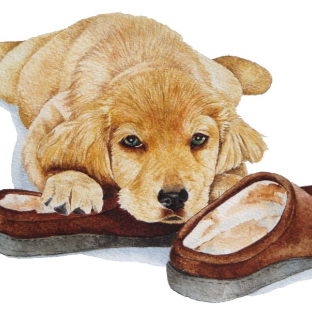 Carte joli chiot golden récupérateur triste chien qui vo (Créateur téléchargé)