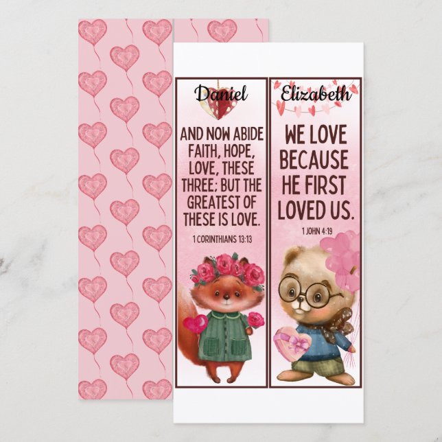 Carte Joli Christian Love Bible Verses Enfants Signet (Devant / Derrière)