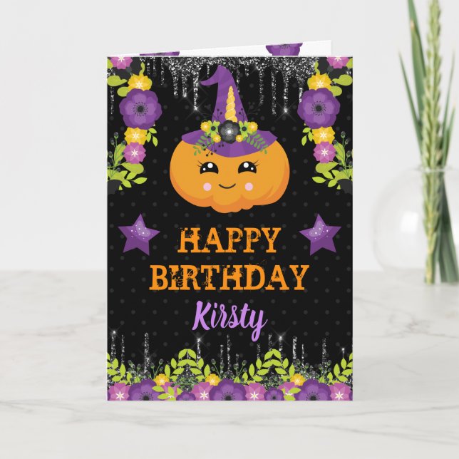 Carte Joli Citrouille Floral Halloween Halloween (Devant)