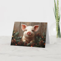 Joli Cochon de Noël Peinture rustique